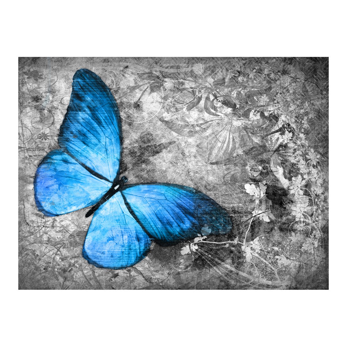 Papier peint intissé panoramique Animaux Blue butterfly bleu, EDEN