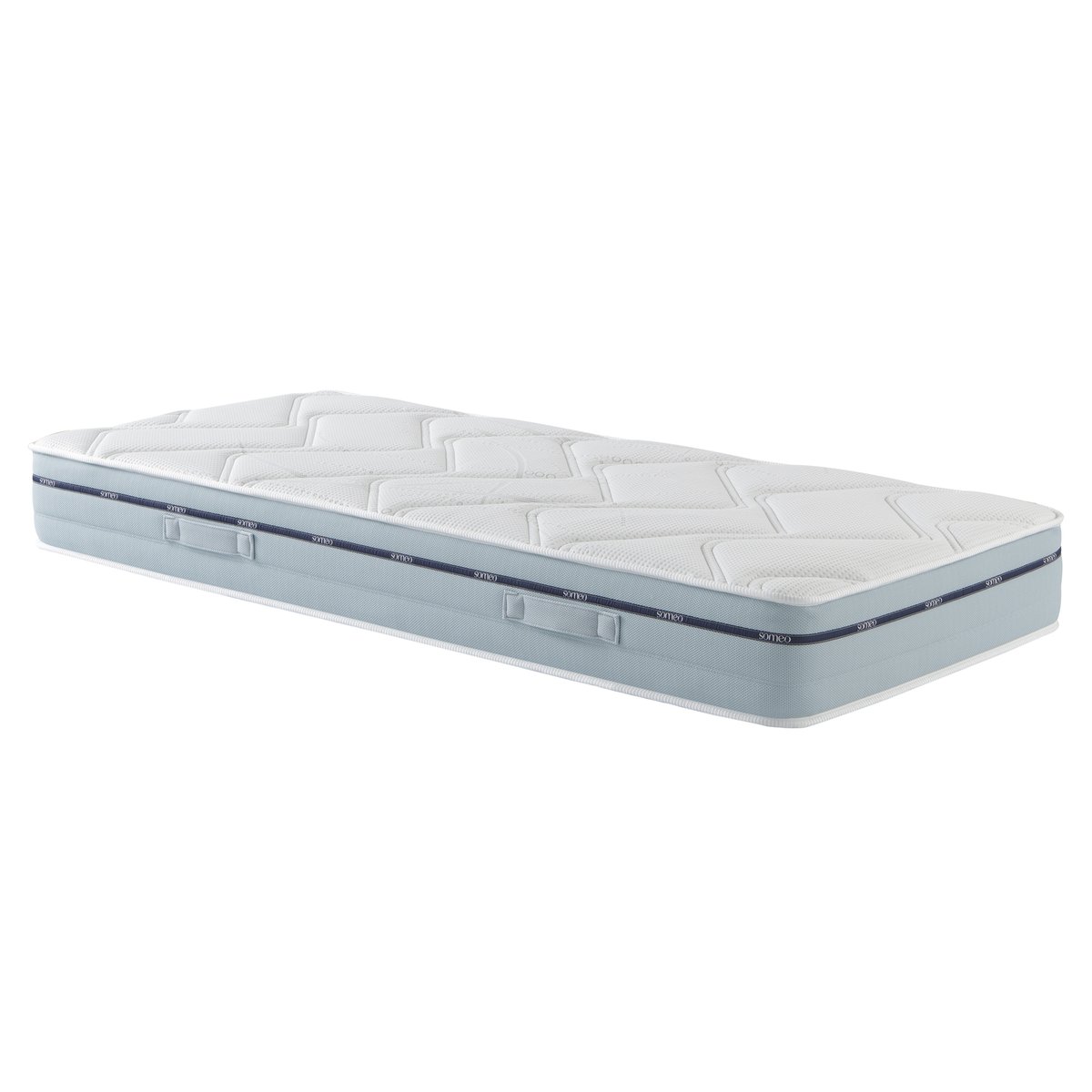 Ensemble matelas mémoire de forme, sommier, pieds, couette et oreiller Songe 500 blanc, SOMEO