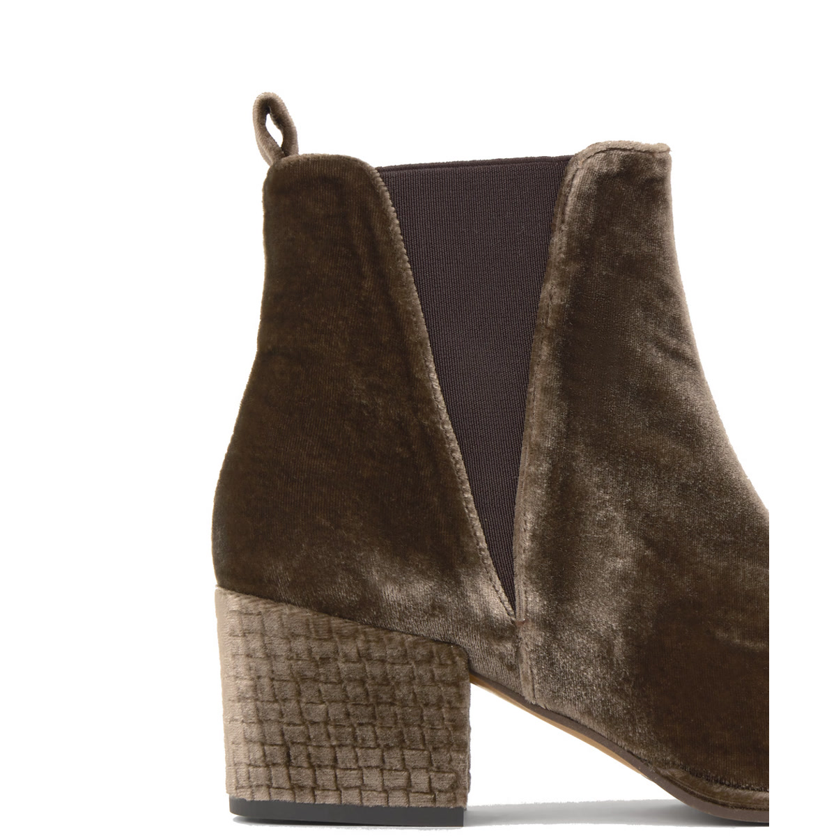 Bottines à talon bloc en velours NEANDRA marron foncé, CASTANER