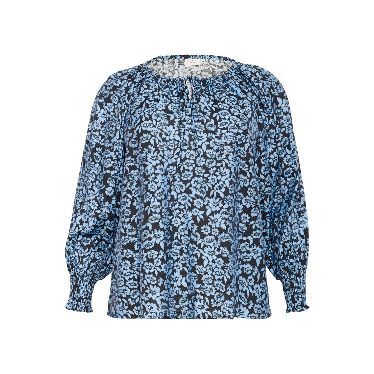 Blouse à manches longues noir/bleu windsurfer flower print, KAFFE CURVE