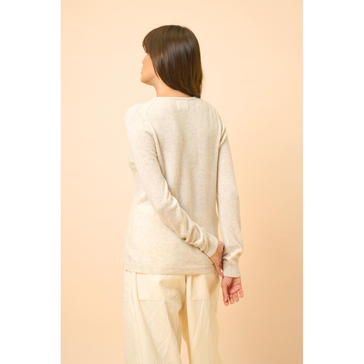 Cardigan Col Rond Gris Perle Chiné Katharine gris clair chiné, JUST CASHMERE