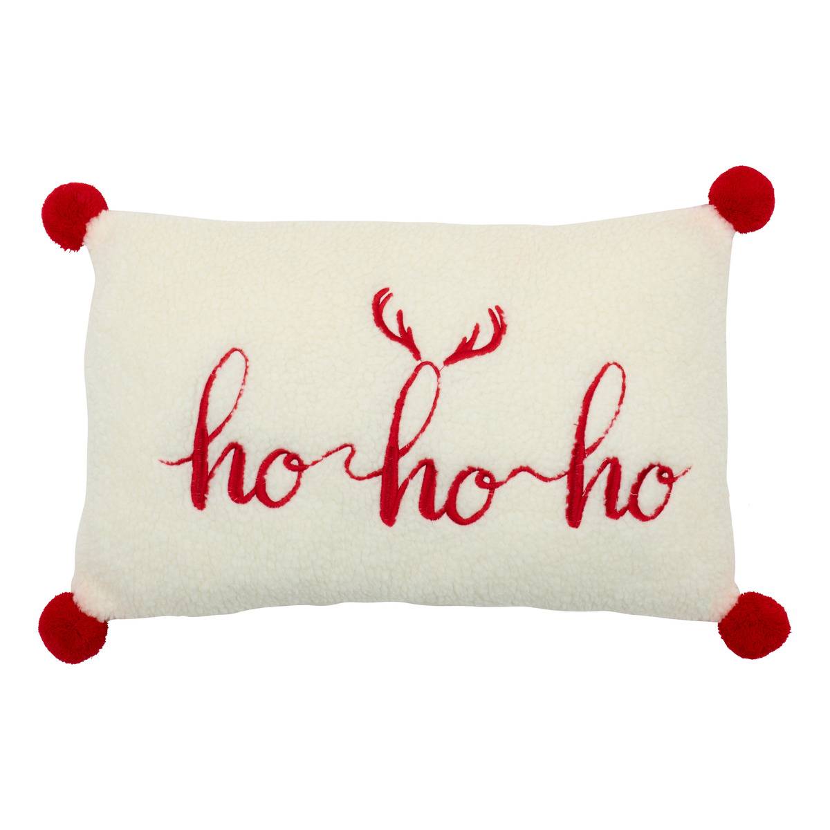 Coussin de Noël sherpa ho ho ho crème, FEERIC LIGHTS & CHRISTMAS