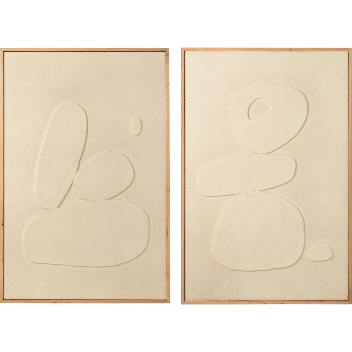 Décoration murale en relief, Lot de 2 blanc et bois naturel, RECOLLECTION