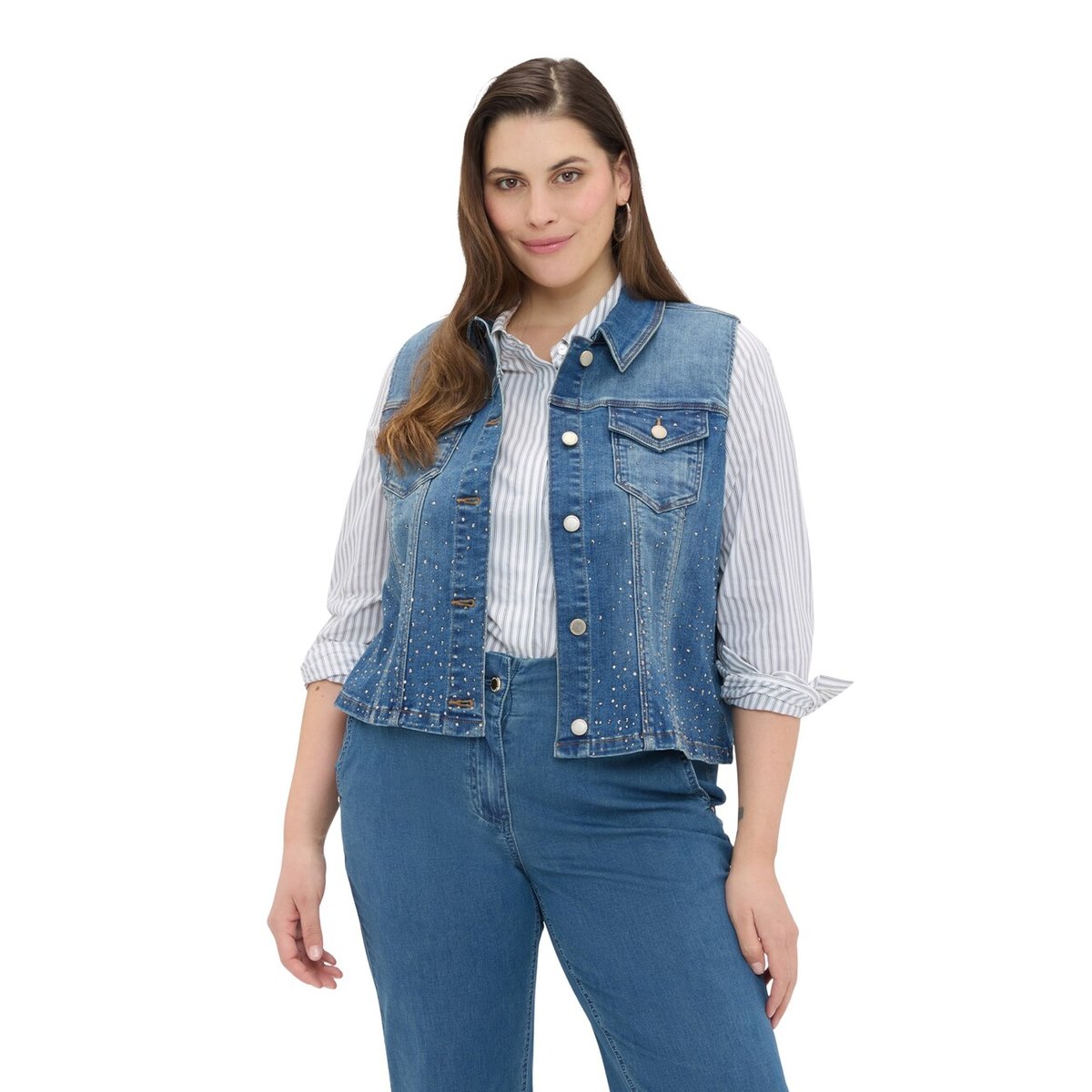 Gilet avec strass bleu, FIORELLA RUBINO