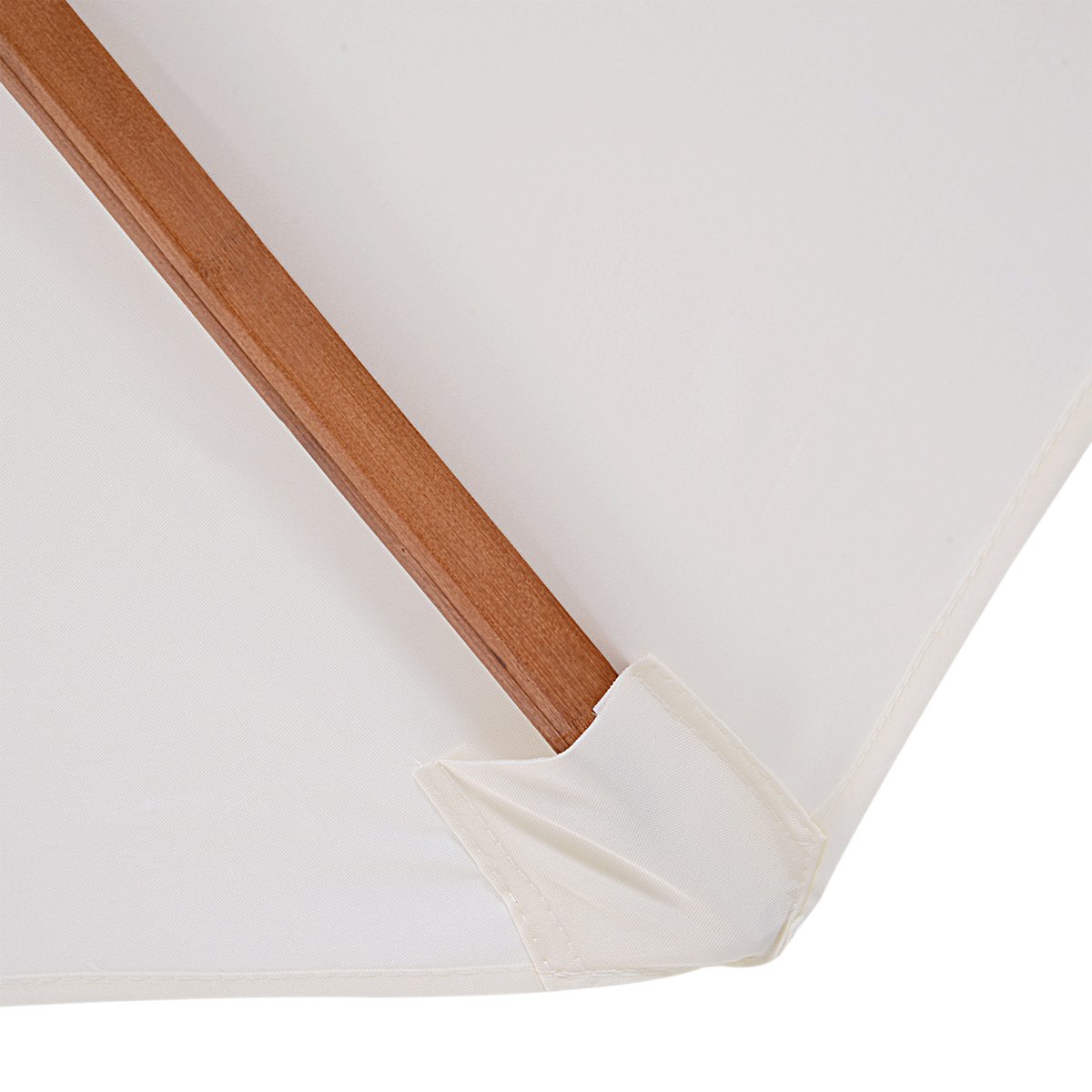 Parasol droit octogonal 2,7 x 2,5 m manivelle bois toile haute densité crème beige, OUTSUNNY