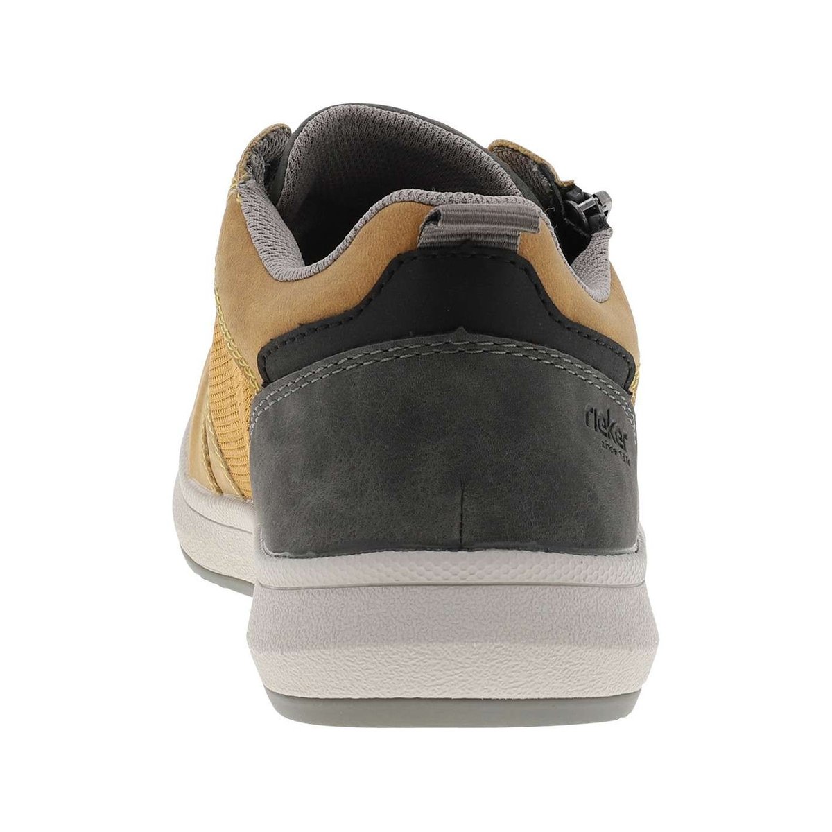 Sneakers jaune à talon plat avec des lacets et un zip latéral jaune, RIEKER
