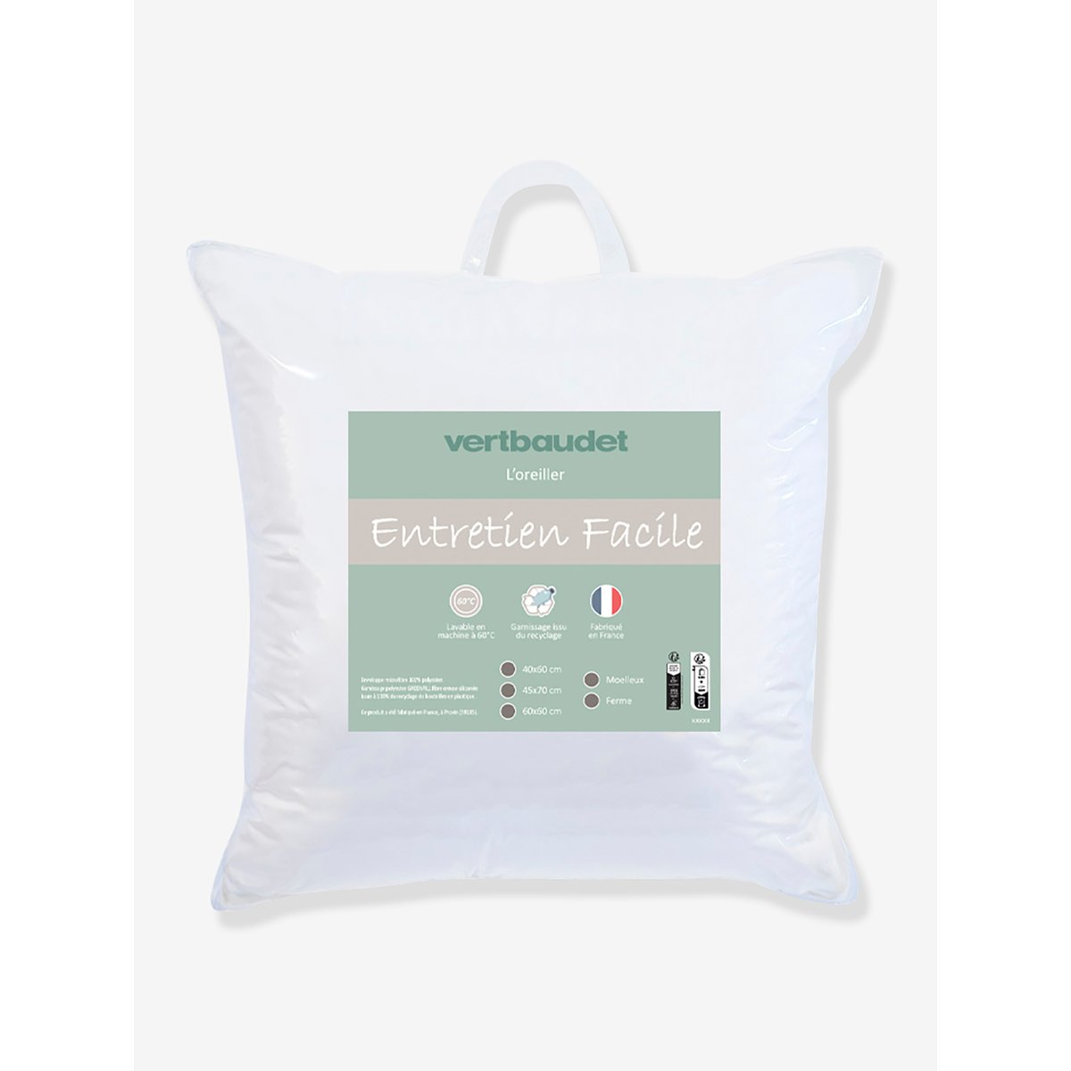 Oreiller moelleux microfibre Entretien Facile blanc, VERTBAUDET