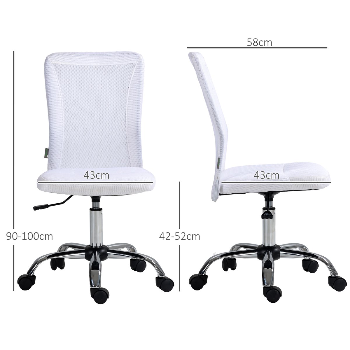 Chaise de bureau Polyester Blanc blanc, HOMCOM