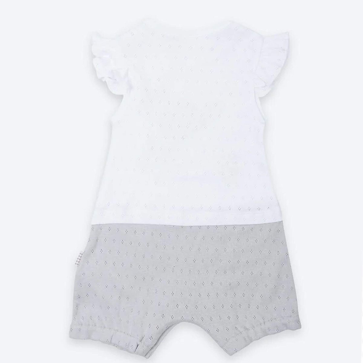 Combishort en coton jacquard biologique, Doris blanc / gris, KITIKATE
