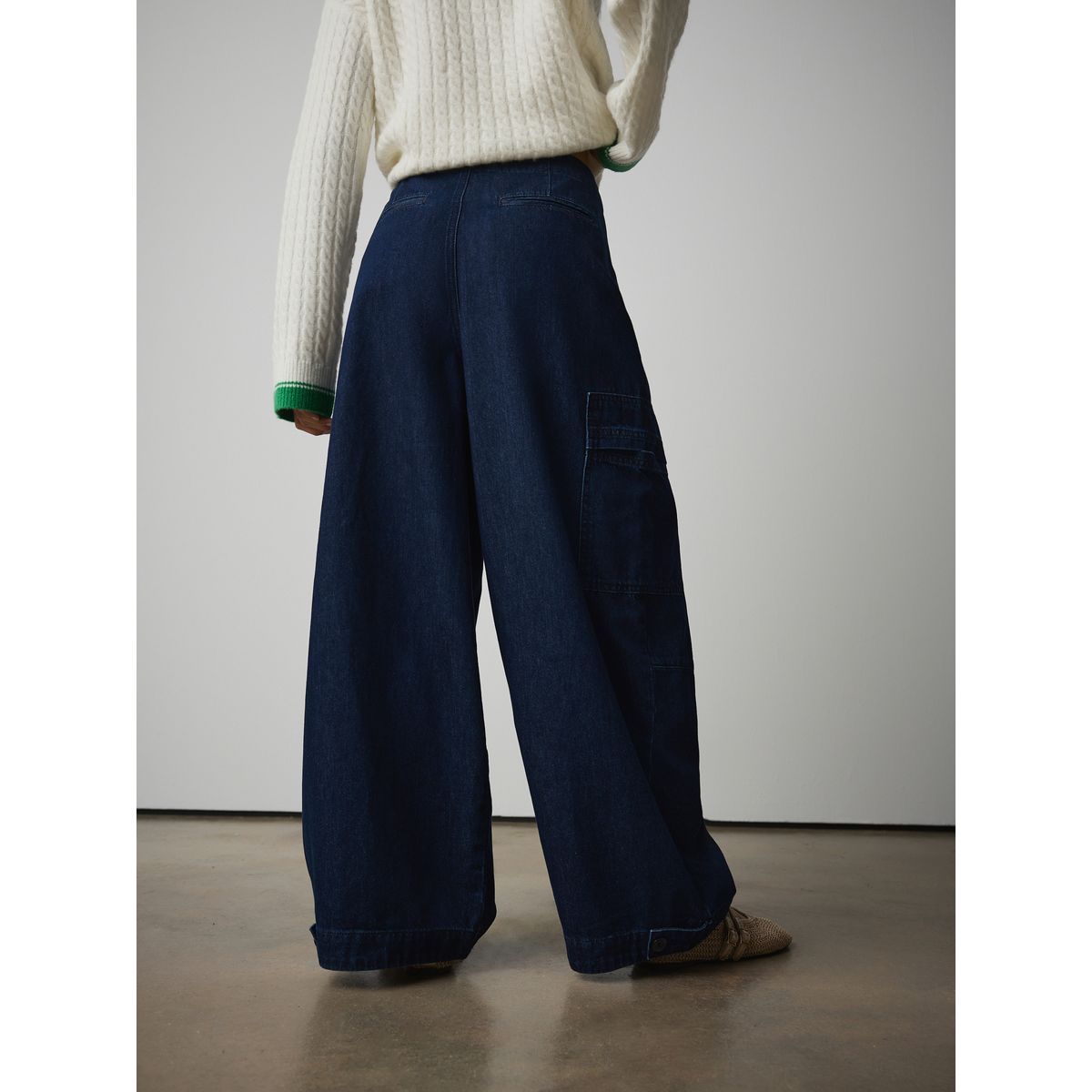 Jean cargo bouffant bleu indigo, NEXT
