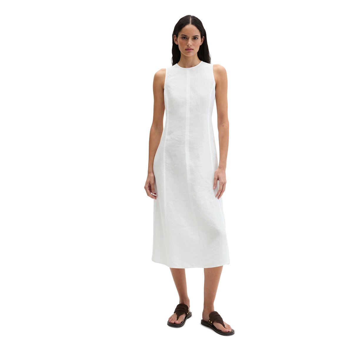 Robe en lin shaped avec fermeture éclair sans couture blanc, MARC O'POLO