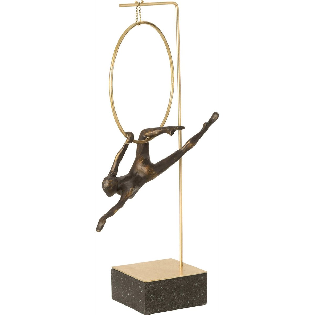 Figurine gymnaste au cerceau en résine noir et doré, RECOLLECTION