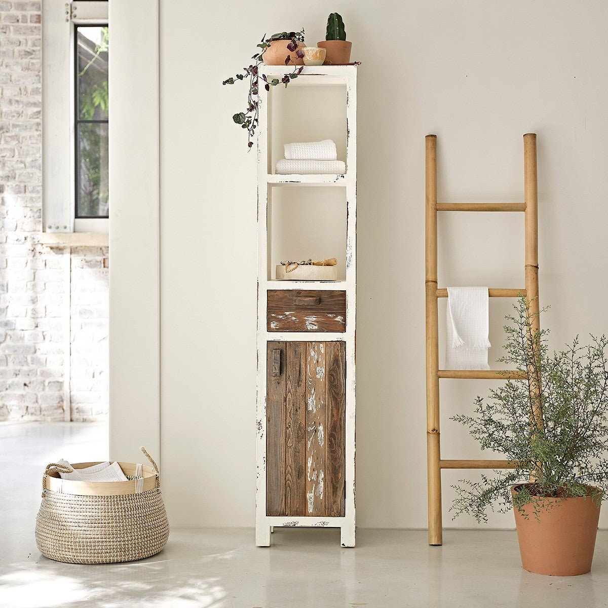 Echelle porte-serviette en bois de bambou CLARA naturel, BERAH GETAH