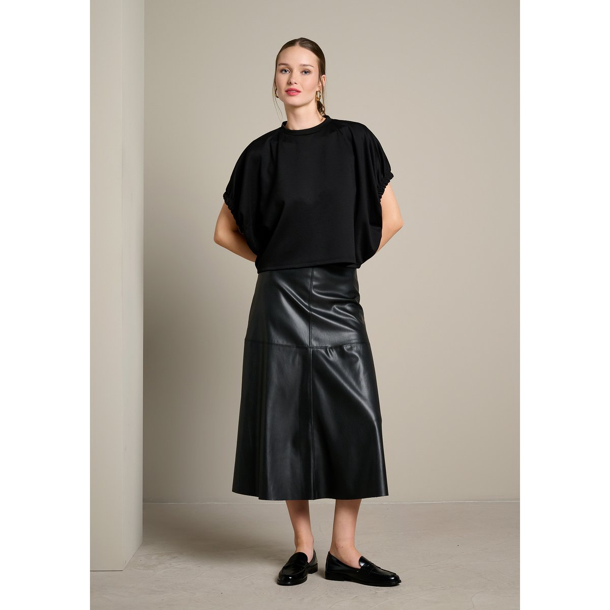T-shirt manches chauve-souris noir, LOLALIZA