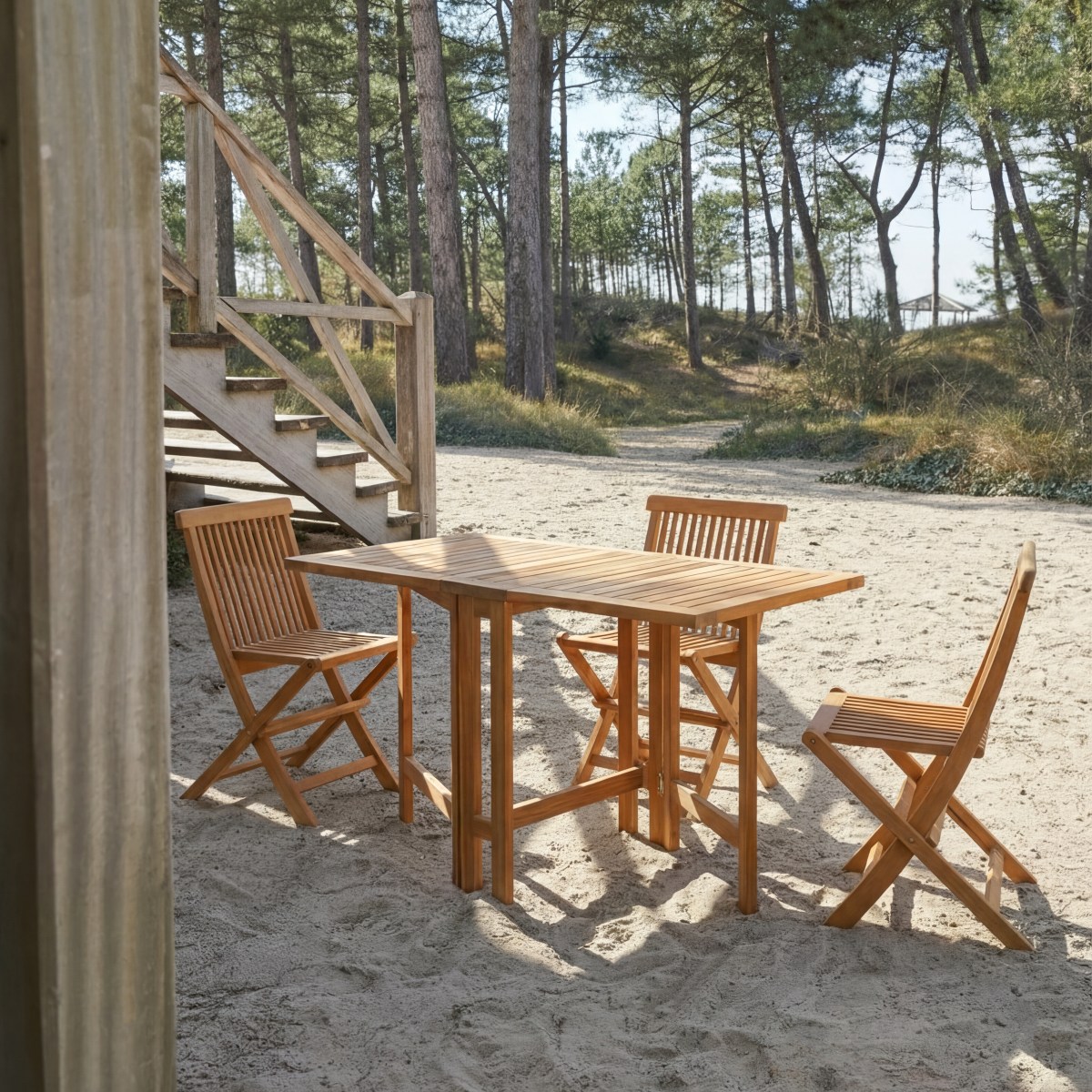 Ensemble table et chaises de jardin en Acacia massif, CAPRI marron, TIKAMOON