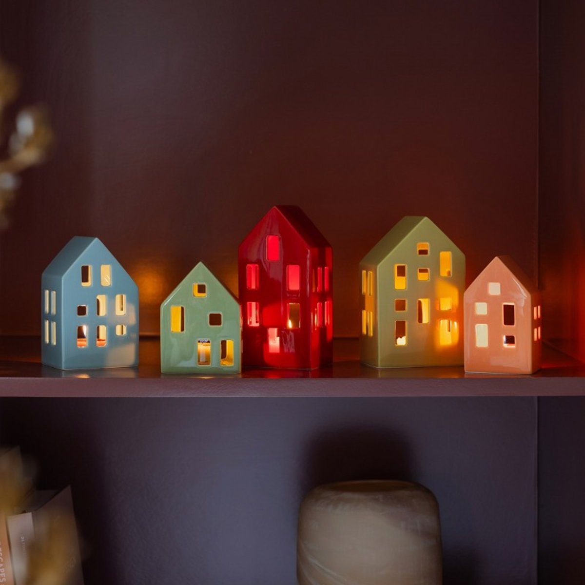 Photophore design maison porcelaine  Blue bleu, REMEMBER