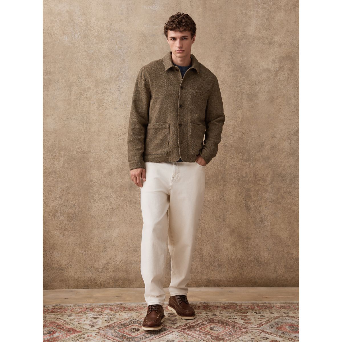 Veste élégante en sergé texturé et laine marron, NEXT