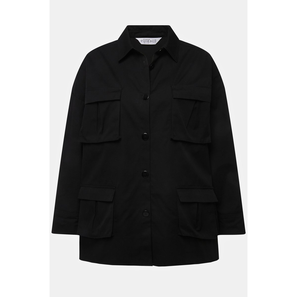 Veste chemise oversize à manches longues. noir, STUDIO UNTOLD