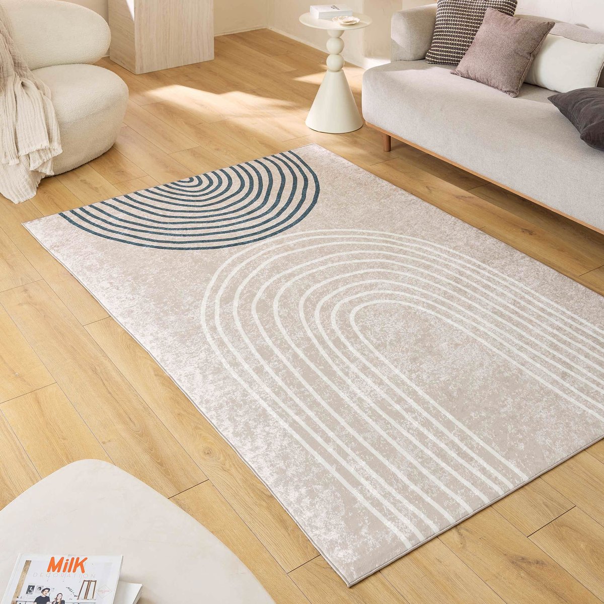 Tapis lavable en machine, motif arc-en-ciel GREGE couleur unique, NAZAR RUGS