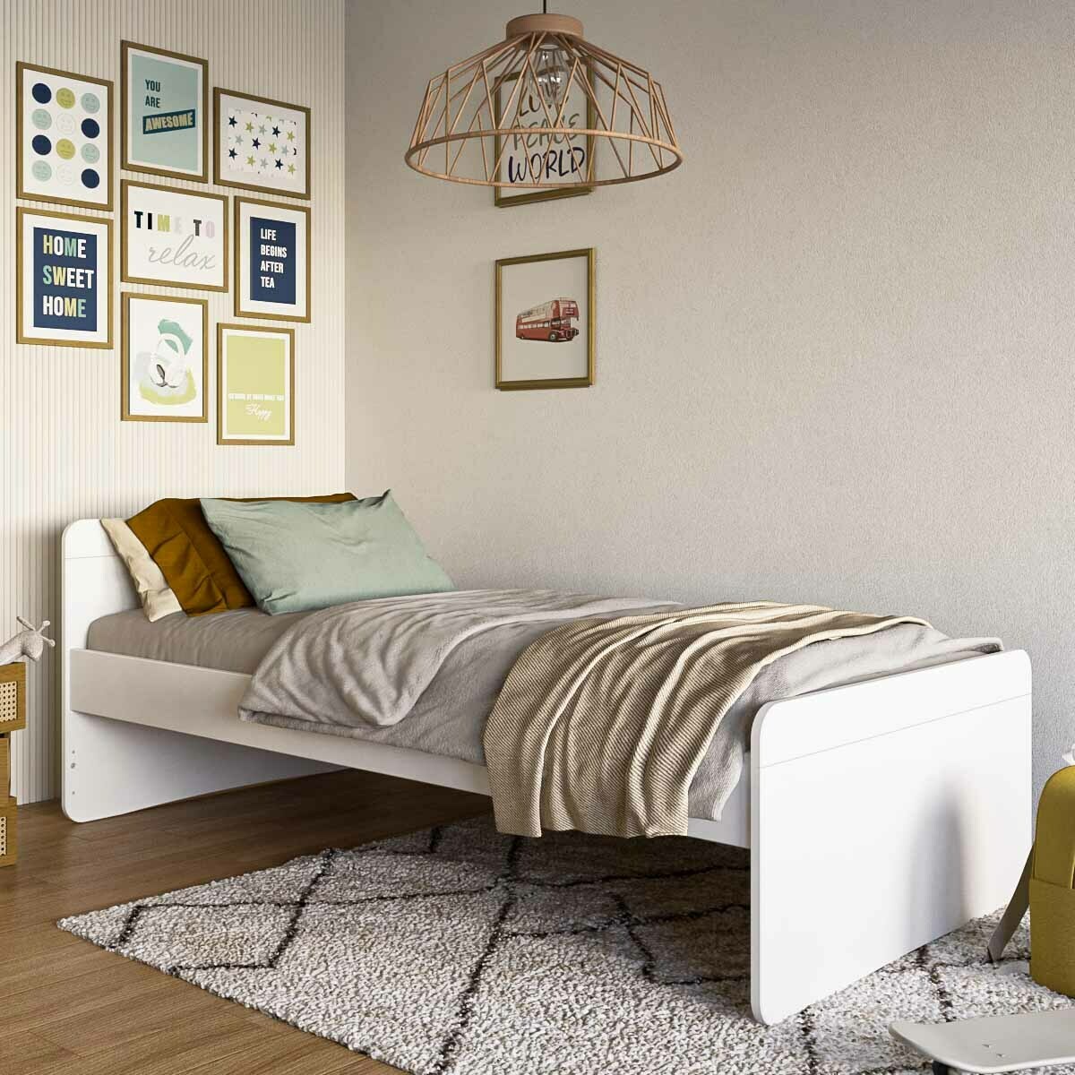 Lit enfant Bois massif LILOW blanc, AKITEN RETAIL