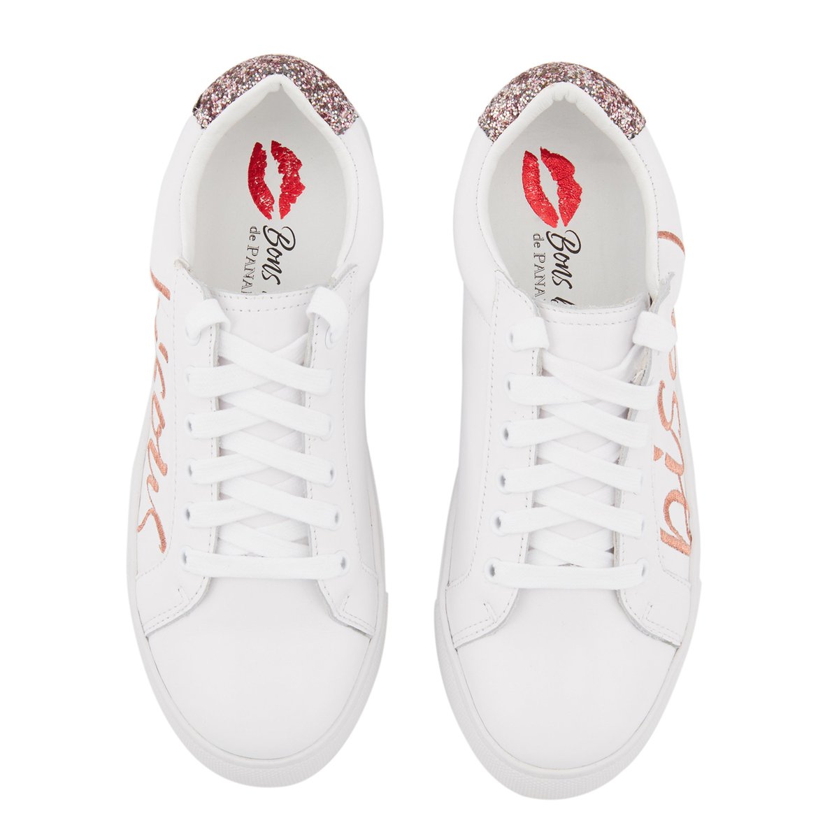 Baskets En Cuir Simone Bisous blanc, BONS BAISERS