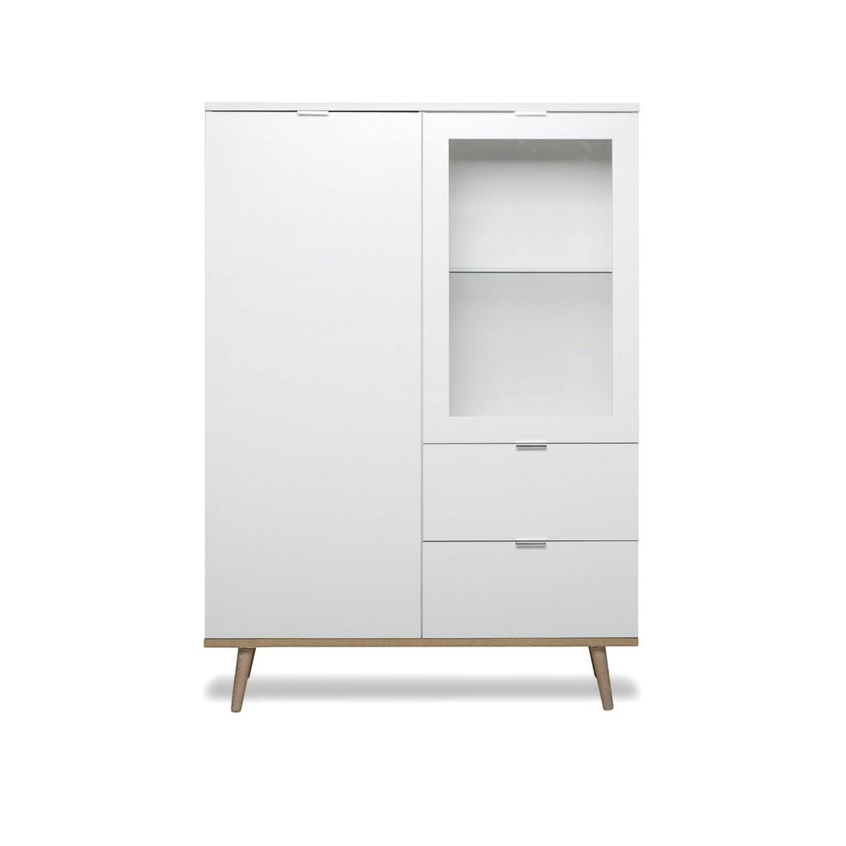 Buffet vaisselier blanc vitré 2 tiroirs ALVA blanc, PIER IMPORT