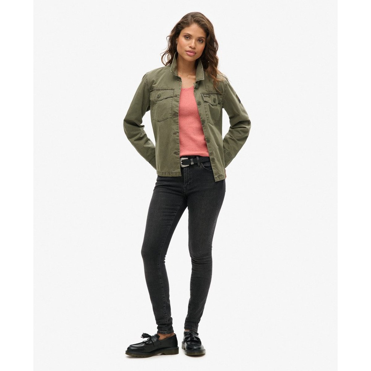 Débardeur à liseré en dentelle Athletic Essentials pêche corail, SUPERDRY