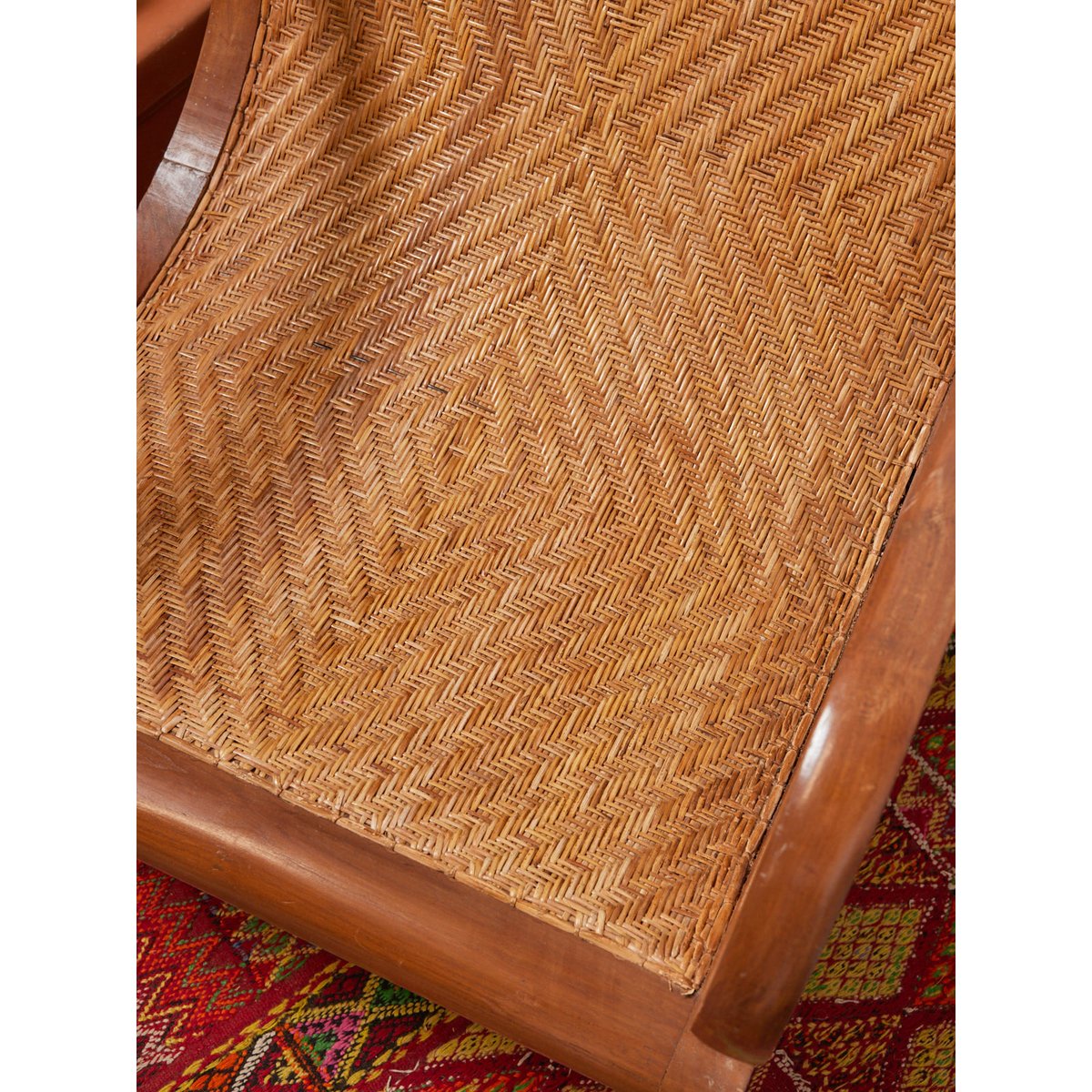 Fauteuil colonial en osier Ernest N°1092 - Bon état bois foncé, DEBONGOUT