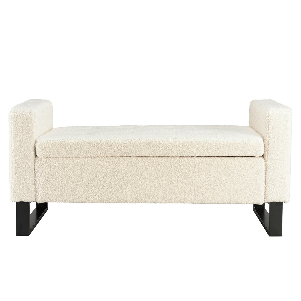 Banc coffre tissu bouclette écru COLOMBUS ecru, PIER IMPORT