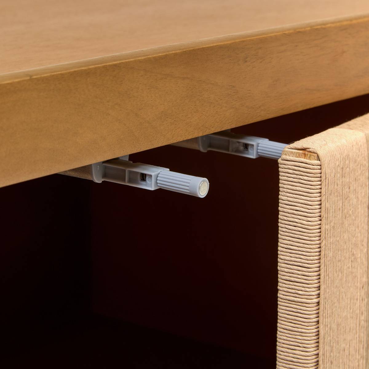 Buffet rectangulaire avec portes en manguier NETSI beige, ATMOSPHERA