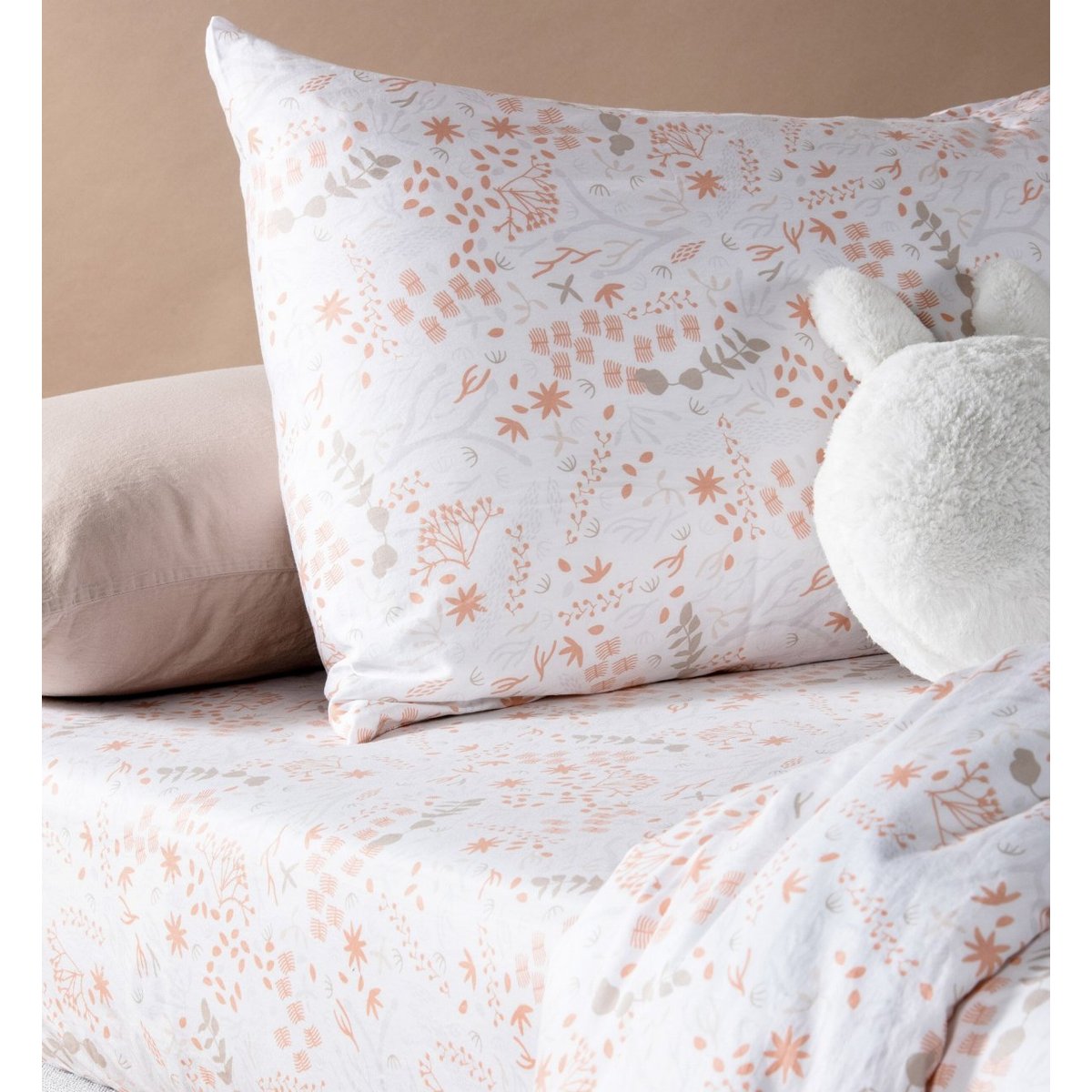 Housse de couette en Coton Bio pour lit 1 personne YUKARI DOUCEUR yukari peach, KADOLIS