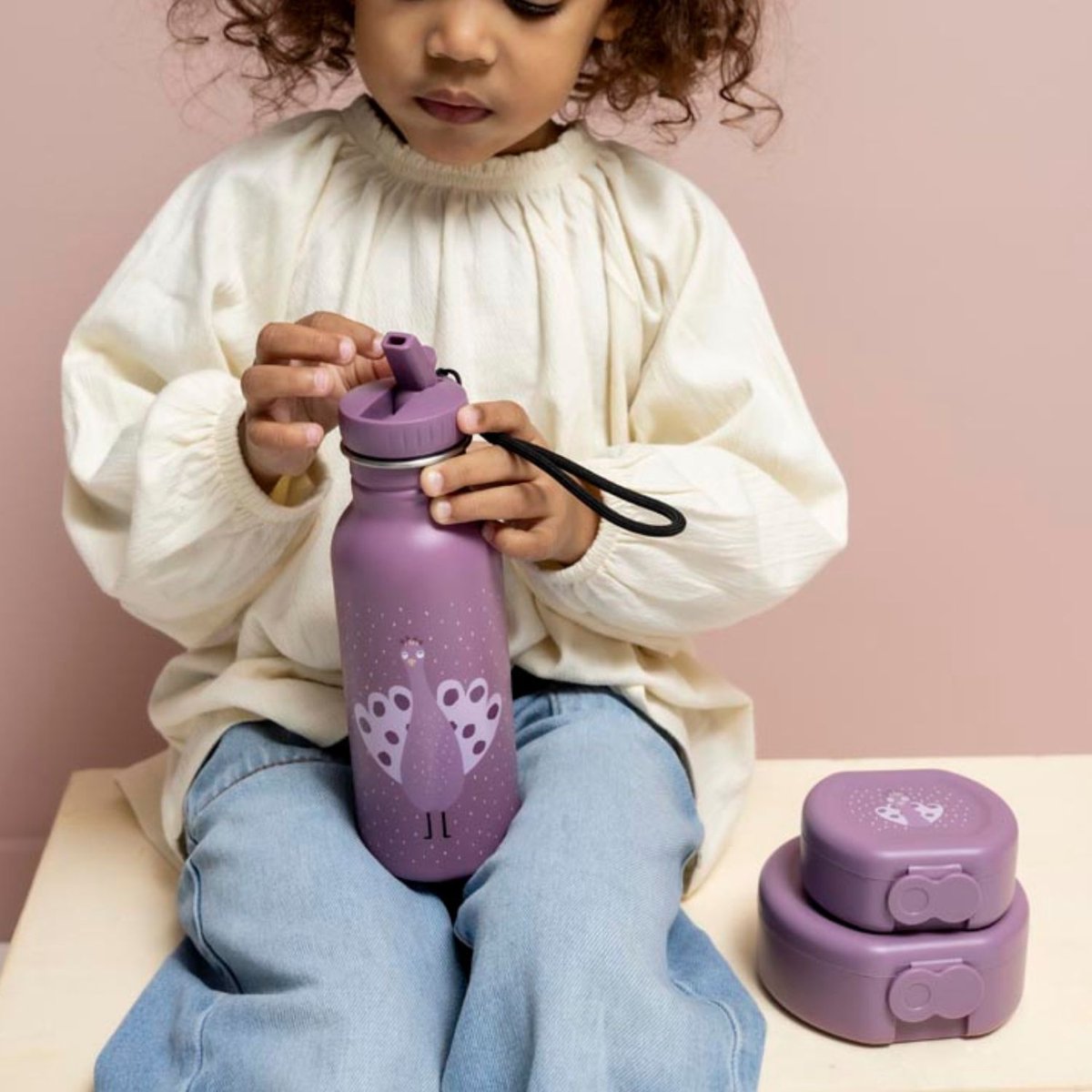 Lot de 2 boîtes à goûter à clip violet, blanc, TRIXIE
