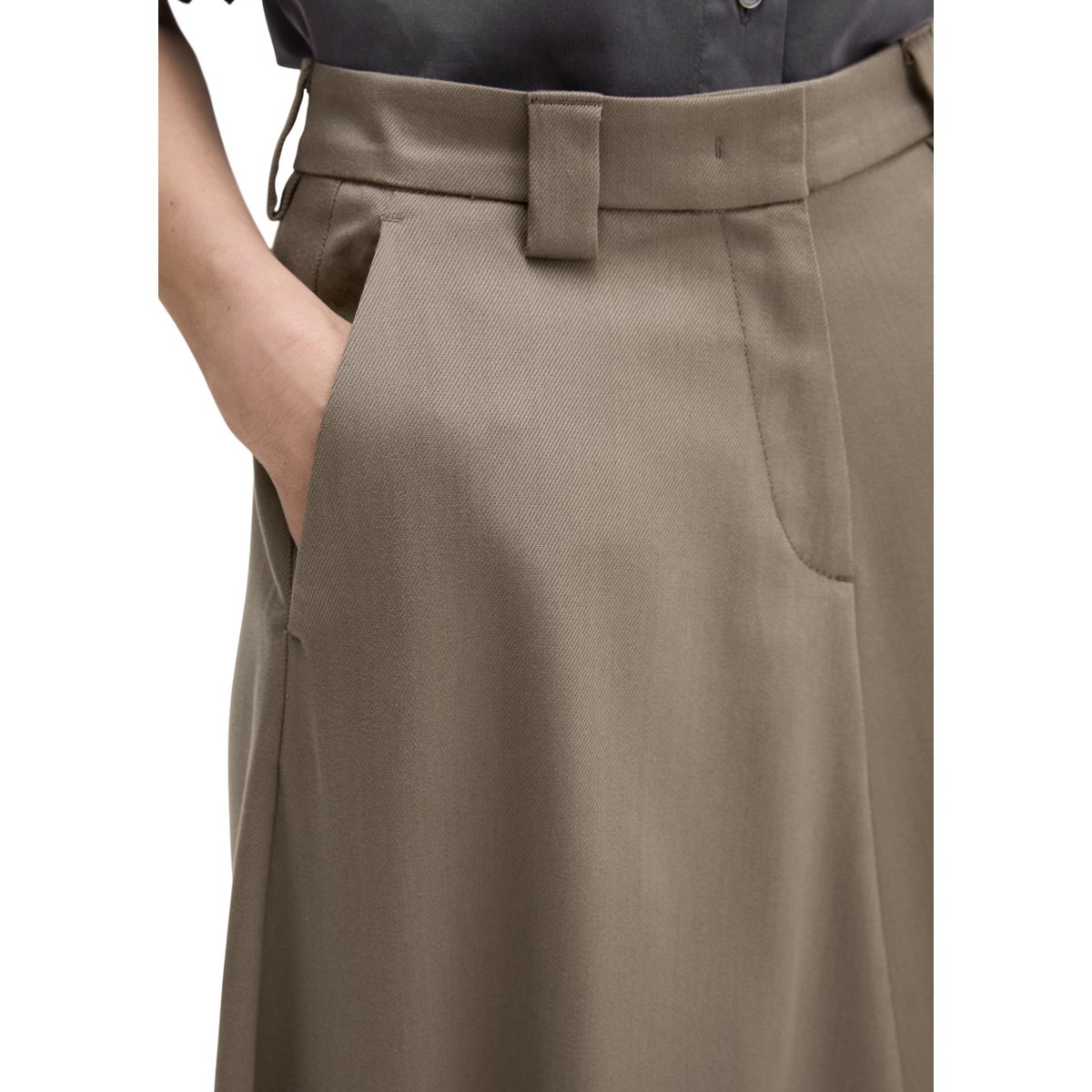 Jupe évasée en lyocell TENCEL™ de qualité supérieure marron, MARC O'POLO