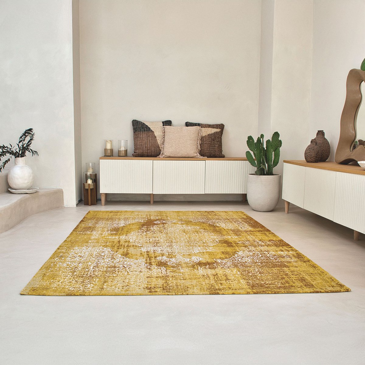 Tapis intérieur/extérieur tissé plat SUNNY jaune, NOVATREND