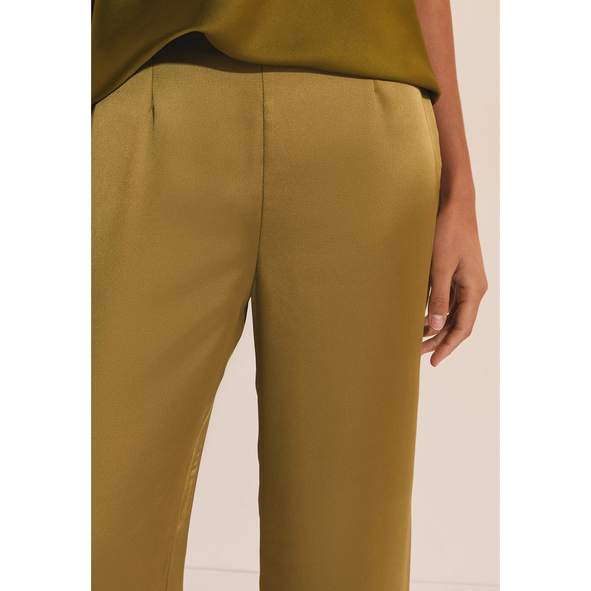 Pantalon droit satiné A PALMA vert, ETAM