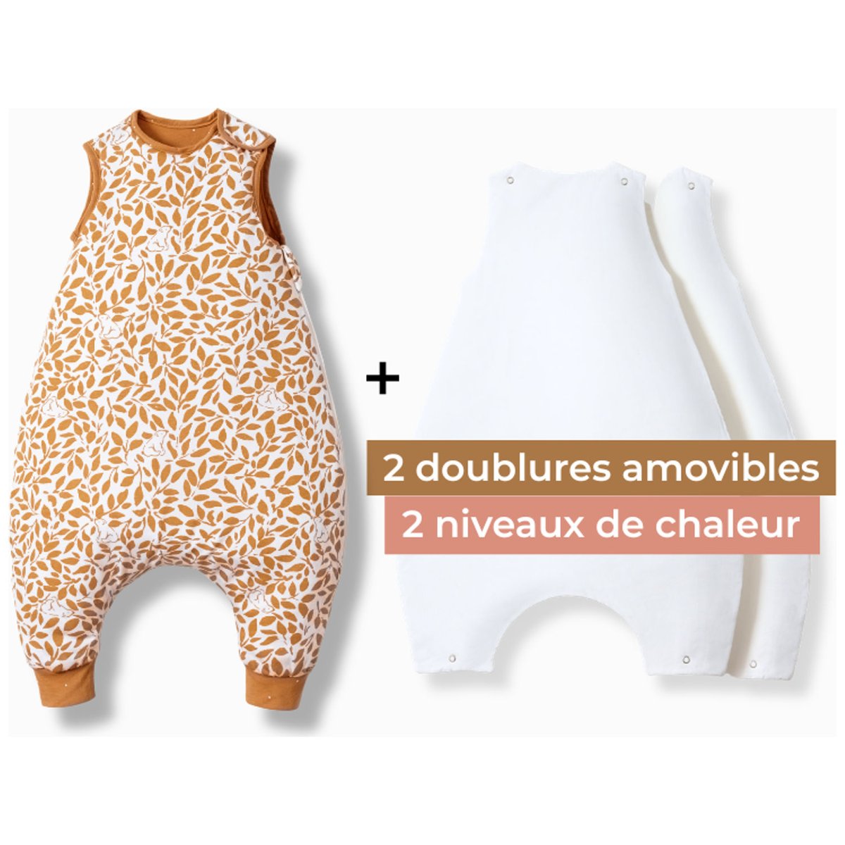Gigoteuse à pieds avec chaussettes camel, LES PETITES BILLES
