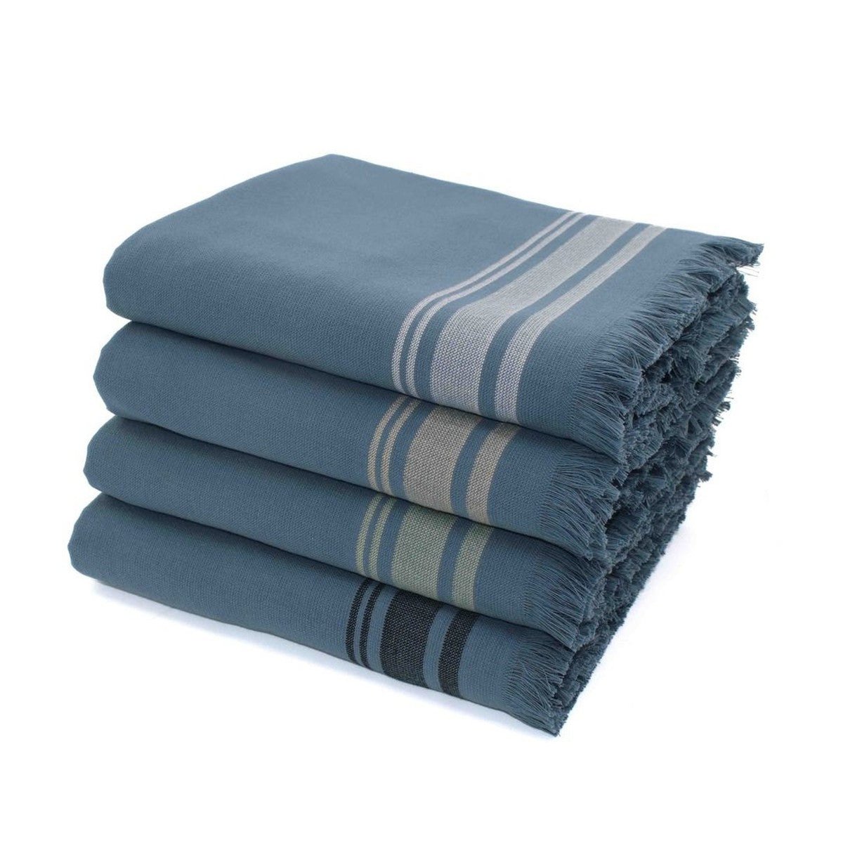 Fouta éponge coton FARO Made in Europe bleu orage / noir, FEBRONIE