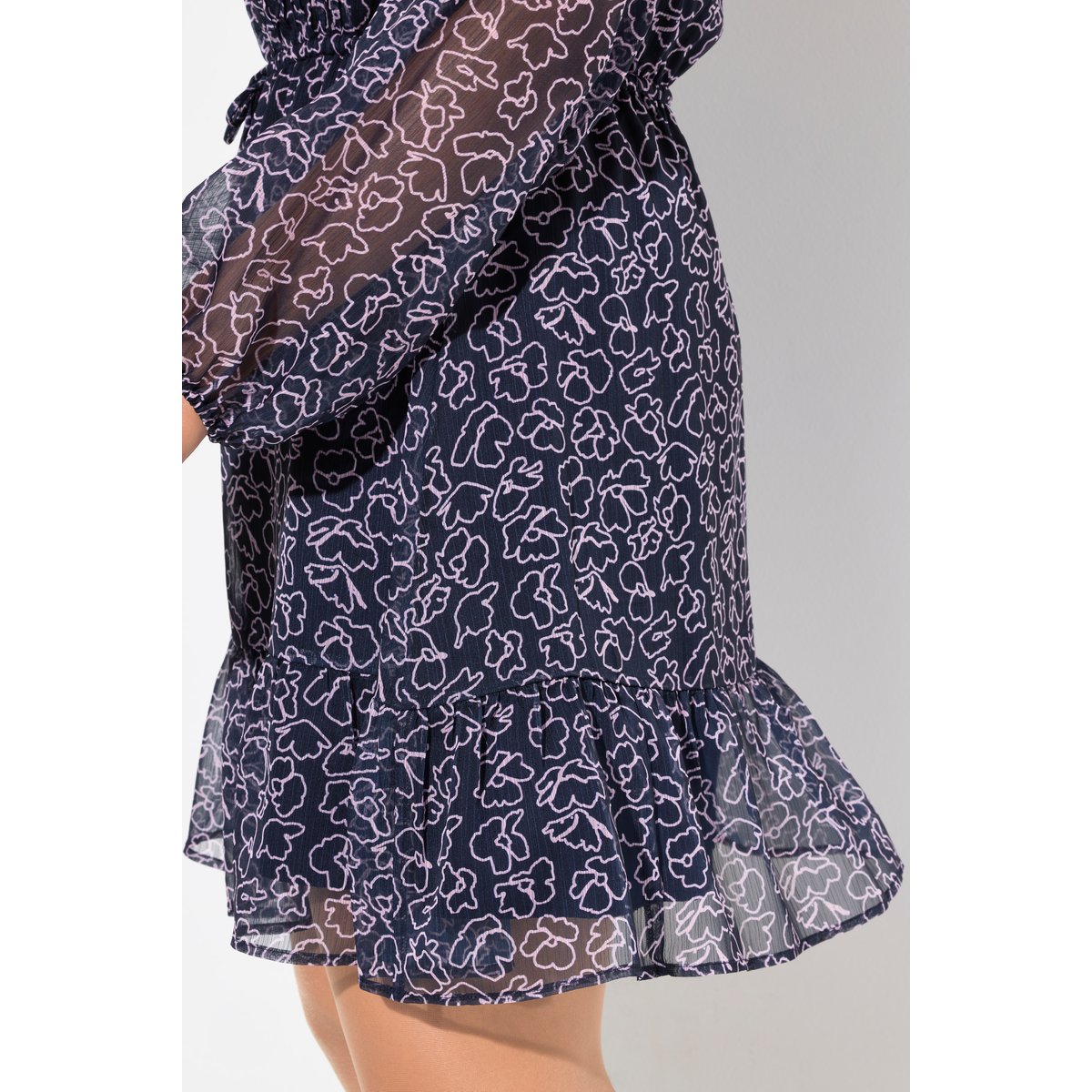 Robe coupe trapèze à motif floral bleu encre, ULLA POPKEN