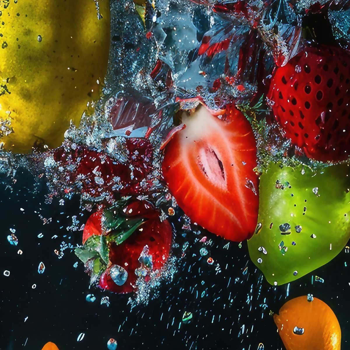 Affiche encadrée fruits intense affiche + cadre en métal - noir, HEXOA