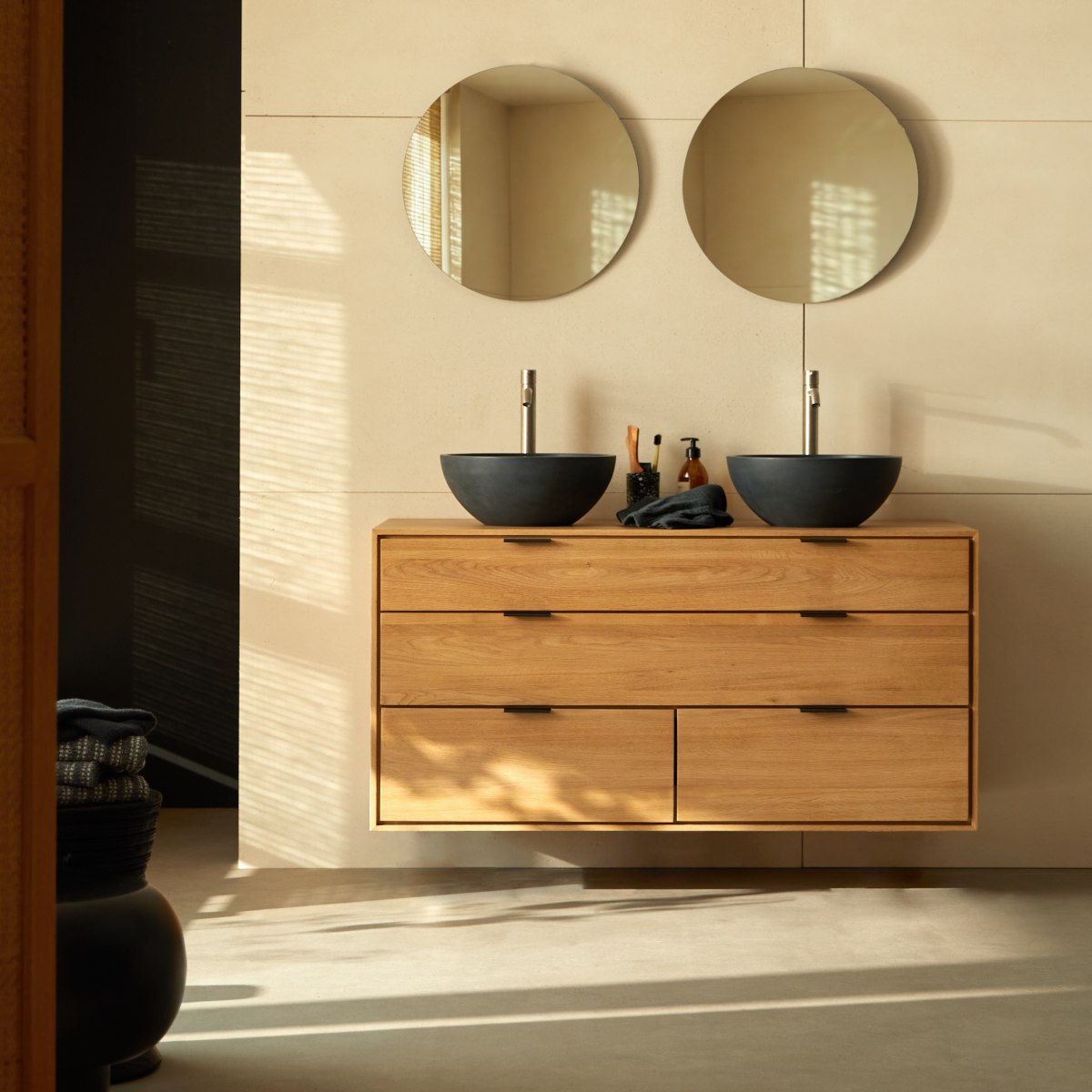 Meuble Salle De Bain en Chêne massif, SENSON naturel, TIKAMOON