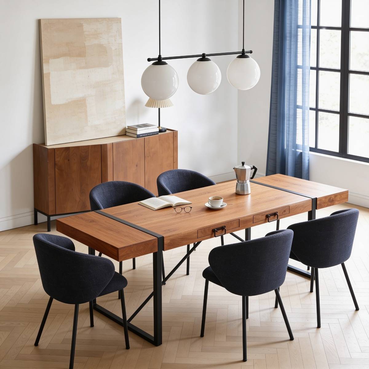 Table à manger en bois d'acacia HAVANA bois foncé, MADE IN MEUBLES