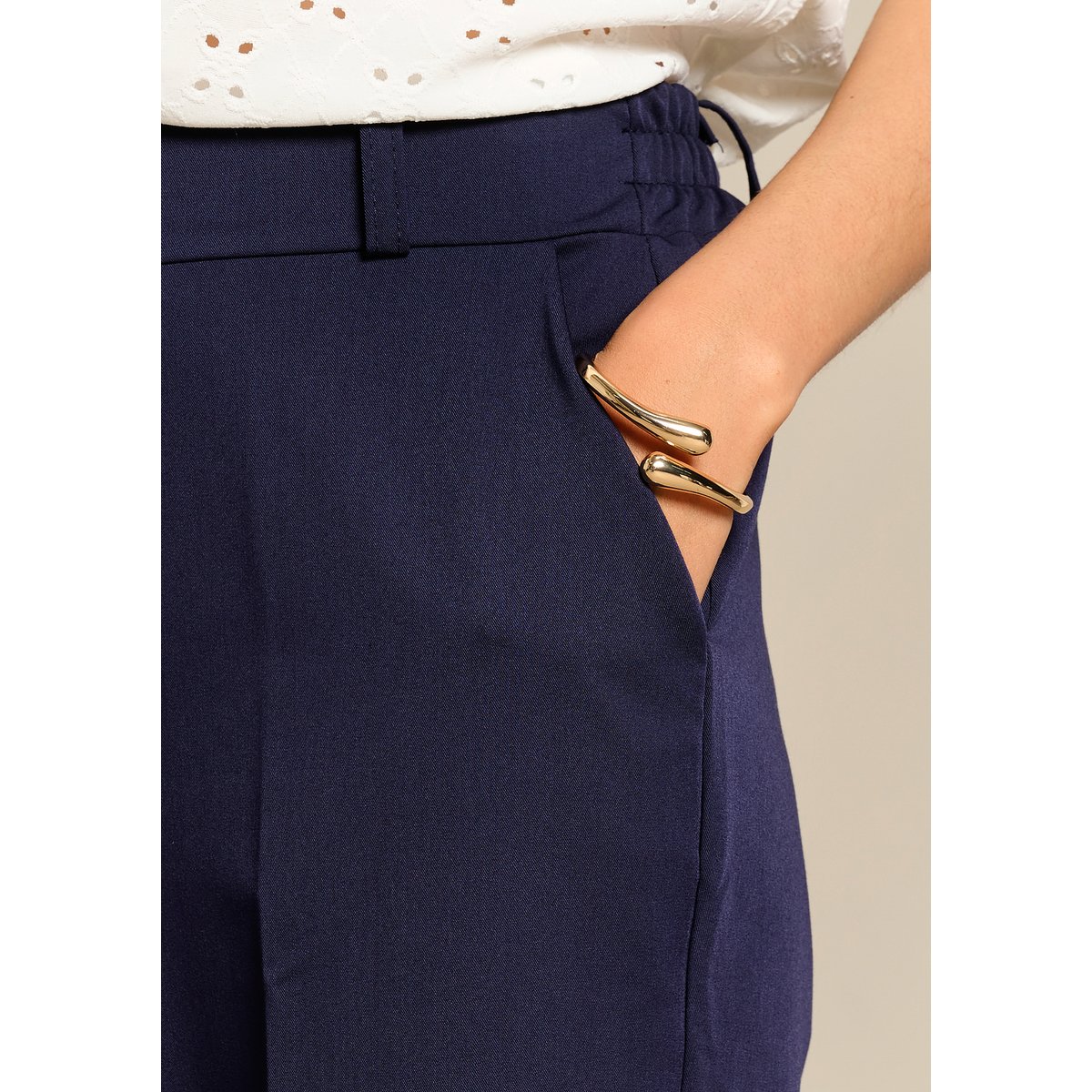 Pantalon droit élégant bleu marine, LOLALIZA