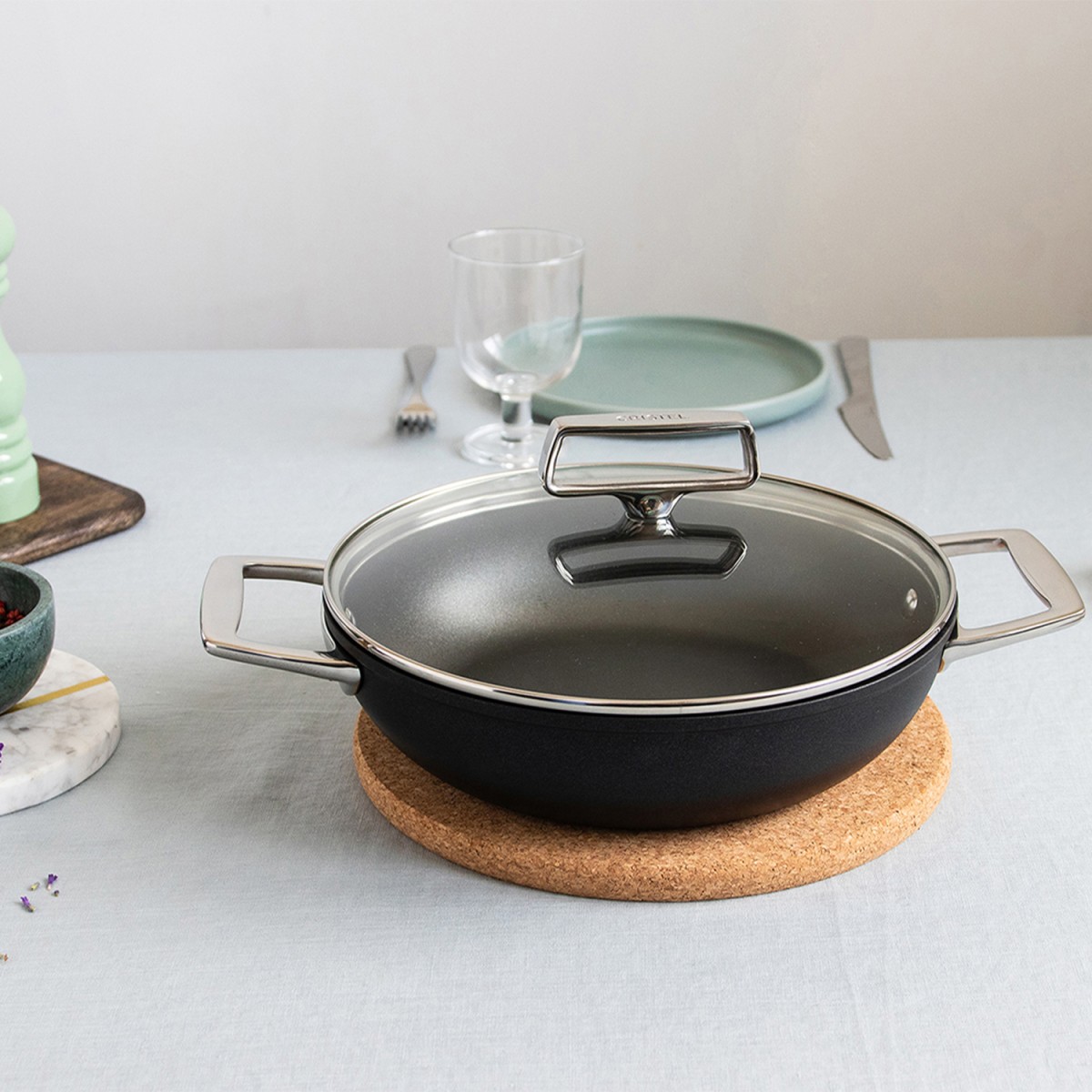 Couvercle en verre bombé fixe CASTEL'PRO couleur unique, CRISTEL