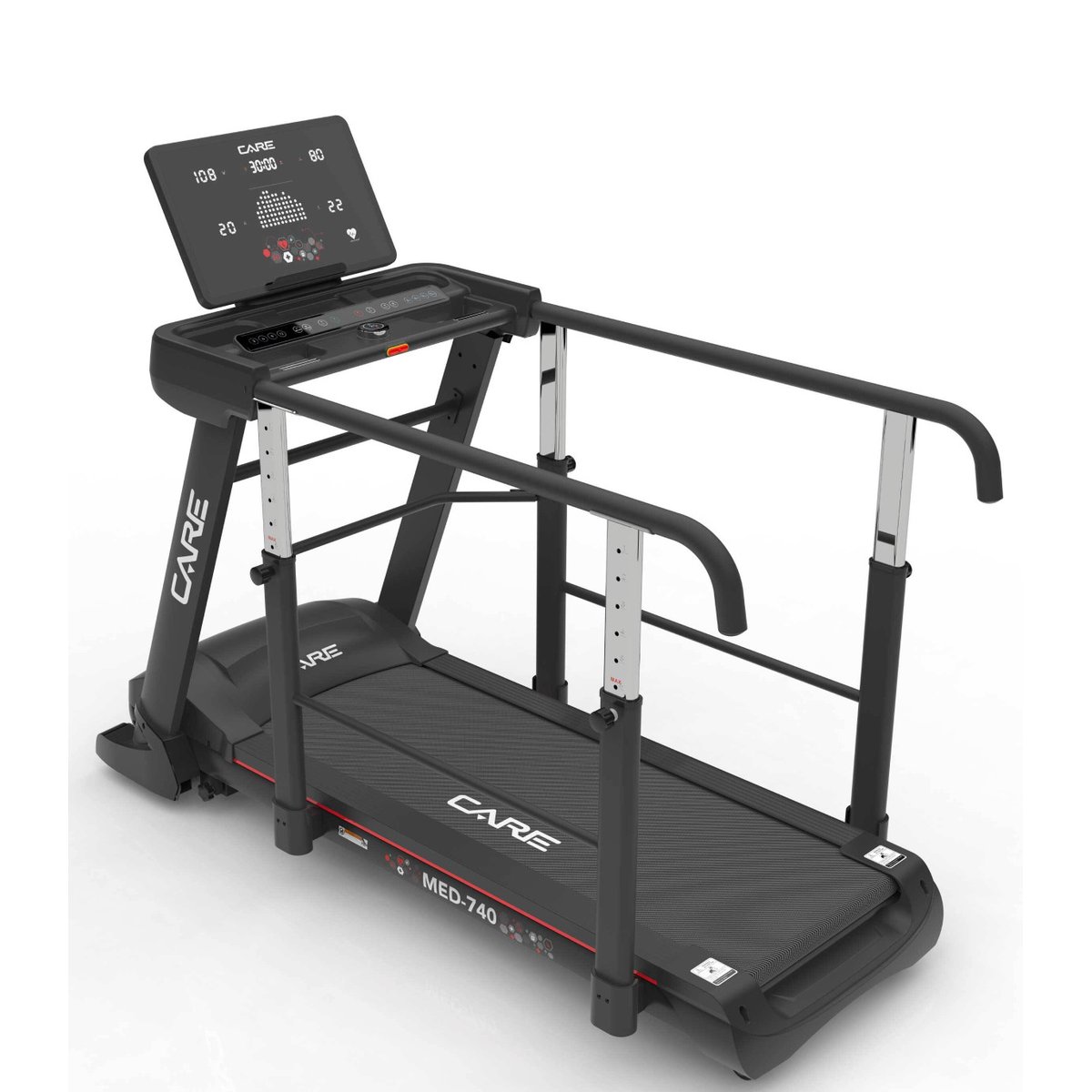 Tapis de course avec barres de maintien - 14km/h - MED-740 - MEDLINE noir, CARE FITNESS