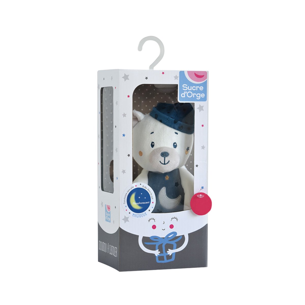 Doudou magidoux ours velours doux bleu, SUCRE D'ORGE