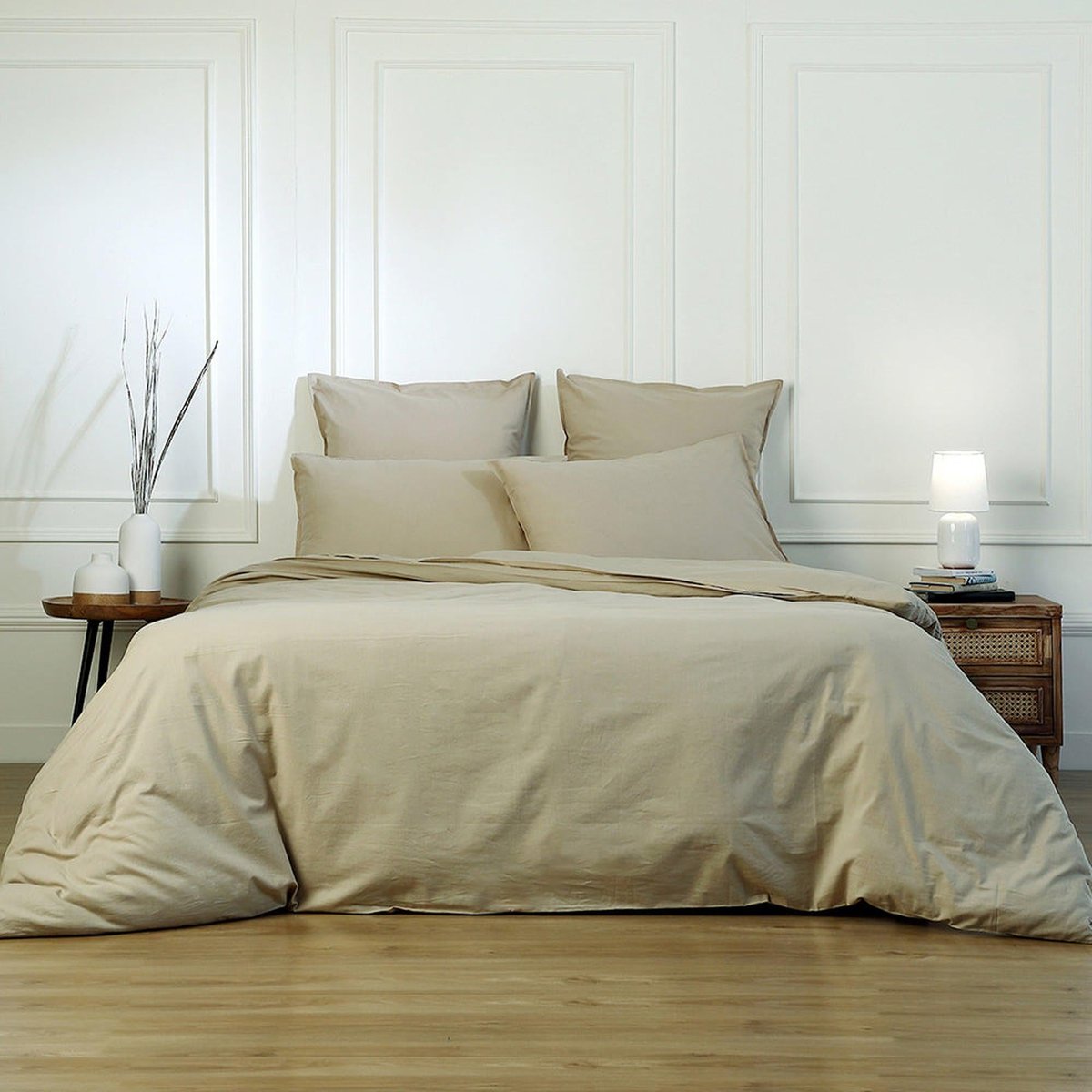 Housse de couette coton lavé LUNA sable, FEBRONIE