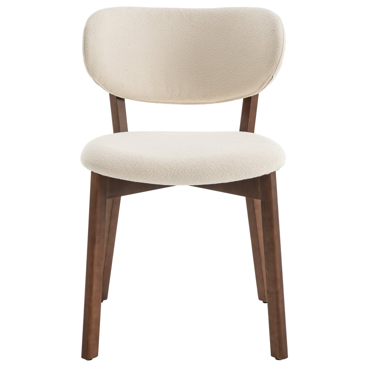 Lot de 2 chaises en bois et tissu boucle, AURA beige, bois foncé, HAPPY GARDEN