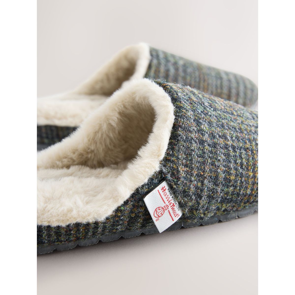 Chaussons mules en tweed harris Signature bleu marine, NEXT