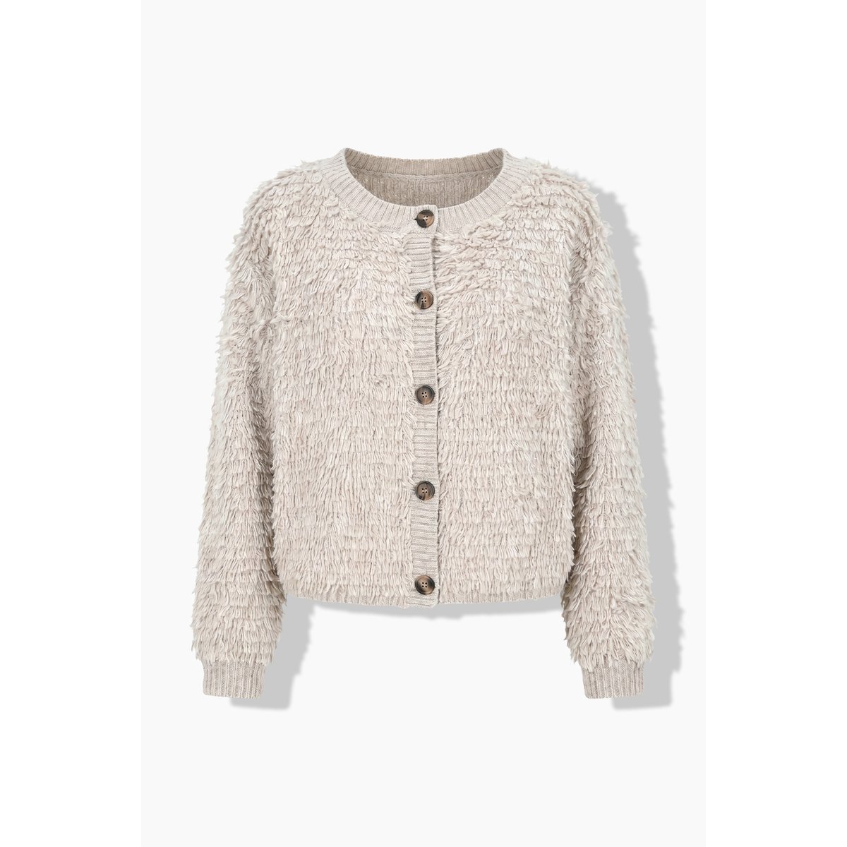 Cardigan en fil fantaisie, coupe Boxy Fit beige mélangé, ULLA POPKEN