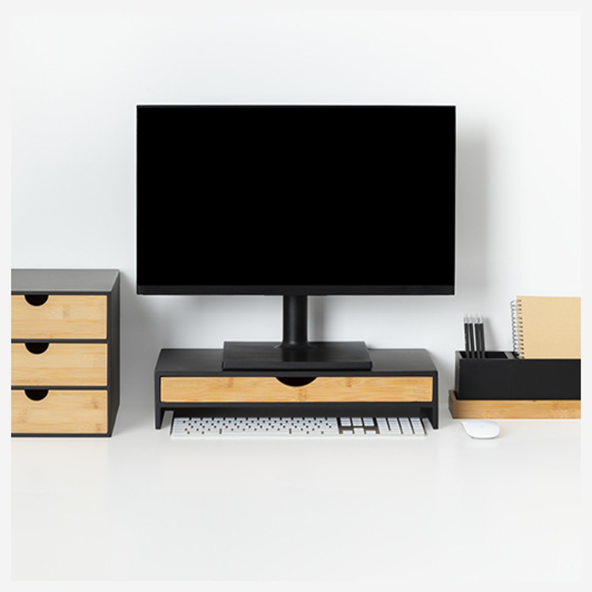 Support écran d'ordinateur avec tiroir BAVA noir, 5FIVE SIMPLY SMART